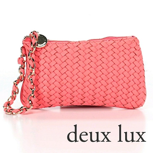 Deux Lux Handbags - Deux Lux • Wristlet • Gold • Chain • Weave Pattern
